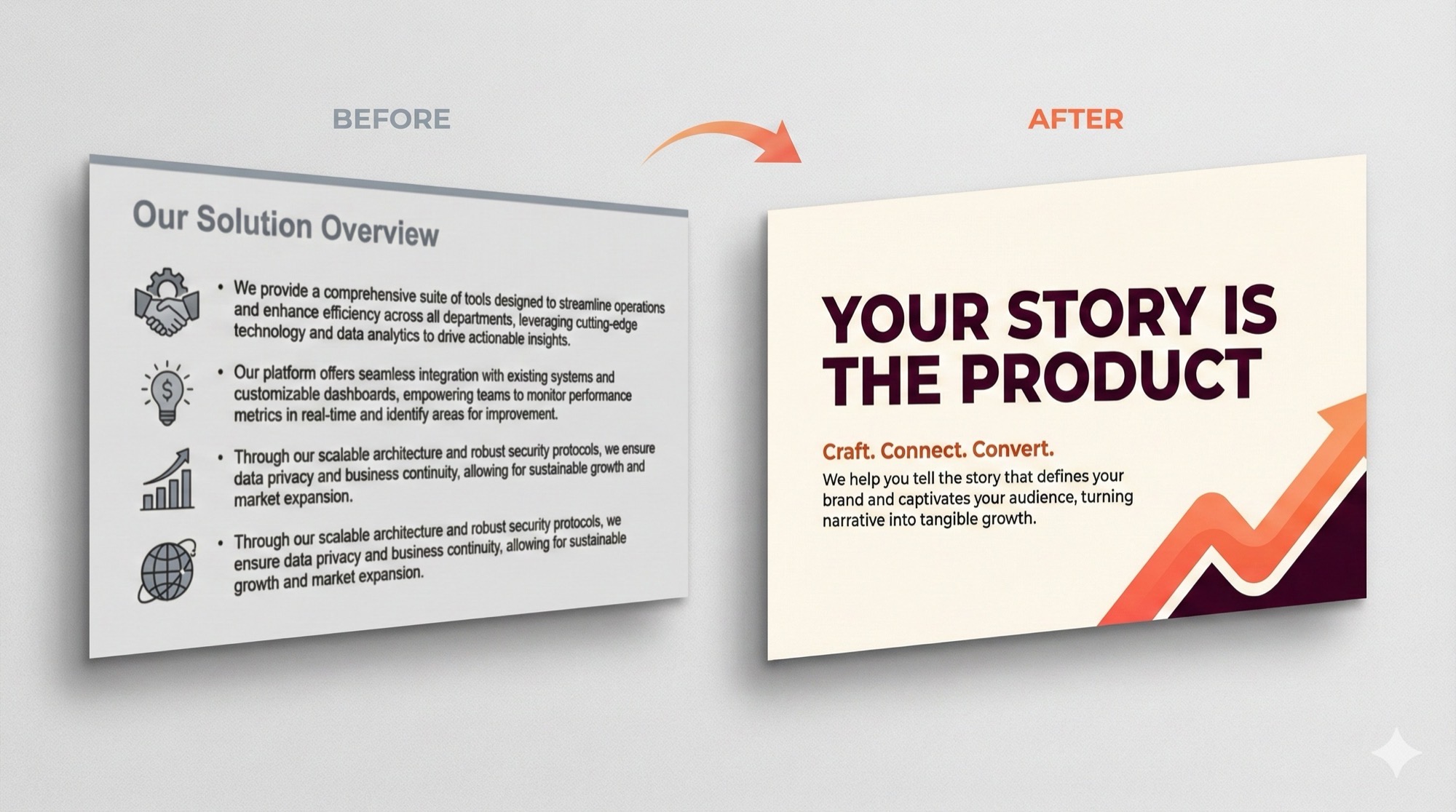 Before and After: From forgettable pitch deck to compelling narrative
